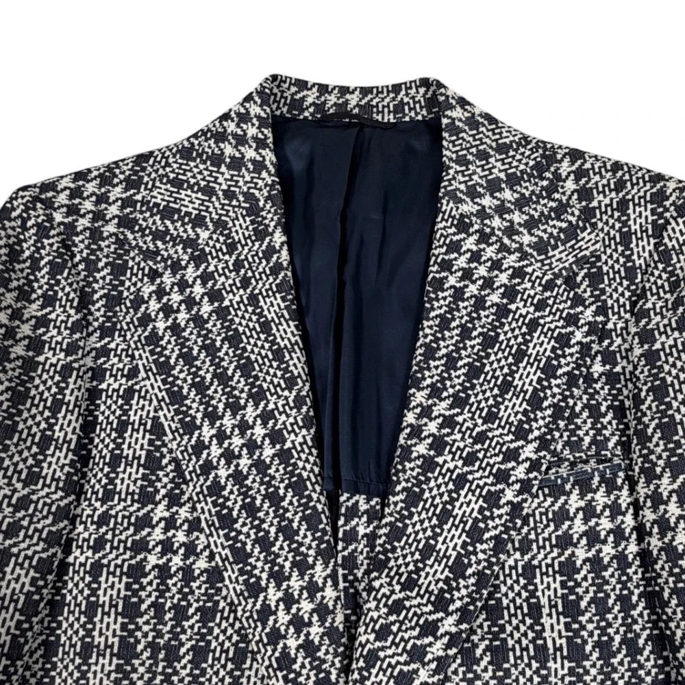 McGregor Blazer Mens Blue White Geometric Crushproof Polyester Blazer 38R